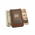 Gunmetal & Genuine Leather Money Clip